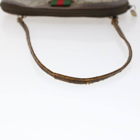 GUCCI GG Canvas Web Sherry Line Hand Bag PVC Leather Beige Red Auth 45605 - Picture 6 of 16